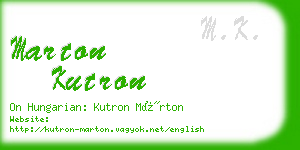 marton kutron business card